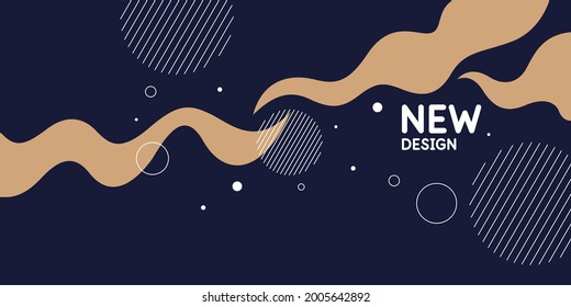 Bright poster with dynamic waves. Vector illustration in minimal style