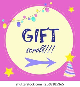 bright poster gift, flip, advertising poster, creative for social network, holiday banner, gift advertising