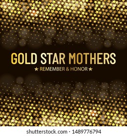 Bright poster with golden stars. Gold Star Mothers day banner.Patriotic illustration