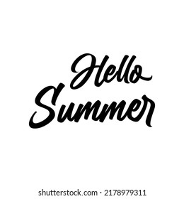 Bright poster with hand lettering" Hello summer". Print for T-shirt. Vector illustration EPS8, modern hand lettering