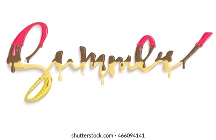 Bright poster with hand lettering"summer". Print for T-shirt. Vector illustration EPS10.