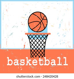 bright poster illustration of the sport basketboll