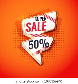 Bright poster super sale. Vector banner for store promotions advertising