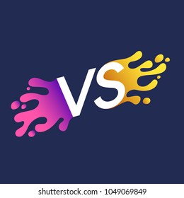 Bright poster symbols of confrontation VS. Vector illustration on dark background with a trendy minimalist style.