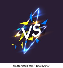Bright poster symbols of confrontation VS. Vector illustration on dark background with a trendy minimalist style.