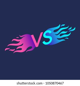 Bright poster symbols of confrontation VS. Vector illustration on dark background with a trendy minimalist style.