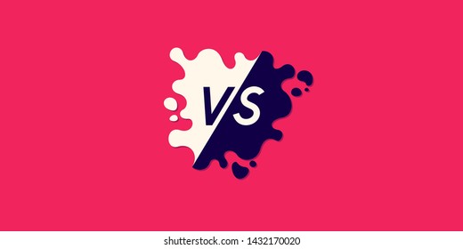 Bright poster symbols of confrontation VS. Vector illustration on red background with a trendy minimalist style.