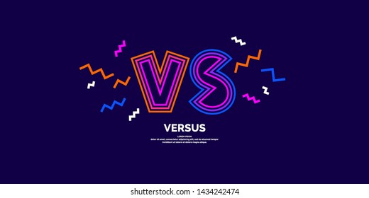 Bright poster symbols of confrontation VS. Vector illustration on dark background with a trendy minimalist style.