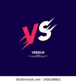 Bright poster symbols of confrontation VS. Vector illustration on dark background with a trendy minimalist style.