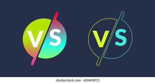 Bright poster symbols of confrontation VS, can be the same logo. Vector illustration on a color background with a trendy minimalist style.