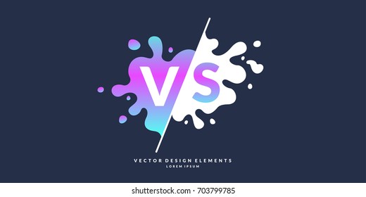 Bright poster symbols of confrontation VS, can be the same logo. Vector illustration on a color background with a trendy minimalist style.