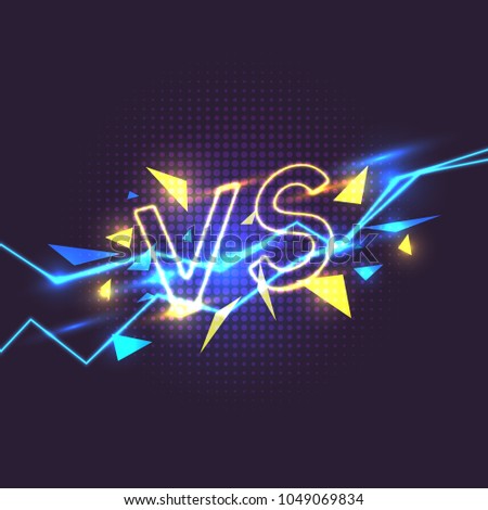 Bright poster symbols of confrontation VS. Vector illustration on dark background with a trendy minimalist style.