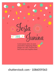 Bright poster temlate with colorful elements for Festa Junina