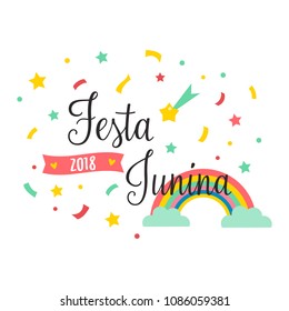 Bright poster temlate with colorful elements for Festa Junina