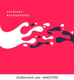 Bright poster with white splatter on red background. Vector illustration minimal flat style