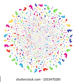 Bright Praying Person carnival cluster. Vector globula bang combined from scattered praying person symbols. Multi Colored Vector illustration.