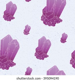 Bright precious crystals in eps 10. Hand drawn illustration. Vector sketch with geometric crystal. Inspirational typography poster, t-shirt print, home decoration art. Seamless pattern.