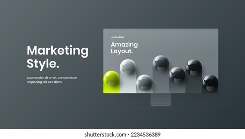 Bright presentation design vector layout. Colorful computer monitor mockup site screen illustration.