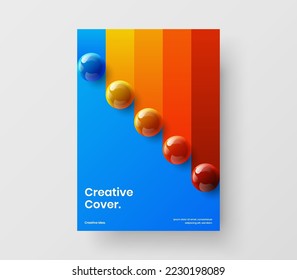 Bright presentation design vector template. Geometric realistic balls corporate cover concept.