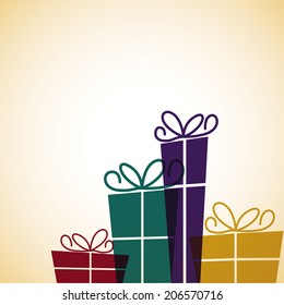 Bright presents in a line card in vector format.