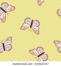 Bright print with butterfly. Seamless pattern in Liberty style. The elegant template for fashion prints. Vector background.