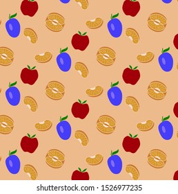 Bright print of fruits. Vector
