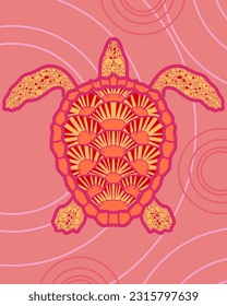 bright print with the image of a sea turtle