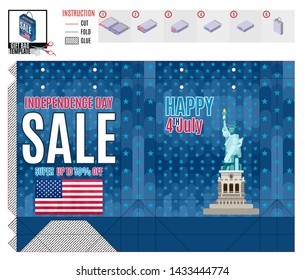 bright print template for the holiday of america with a statue