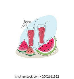 bright print with watermelon and juice 