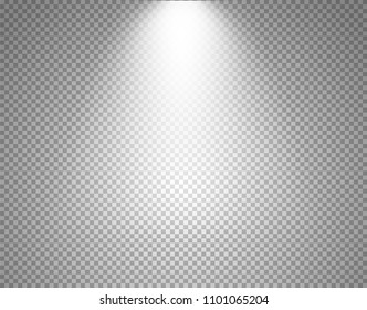 Proyector luminoso aislado en un fondo transparente. Ilustración en capas