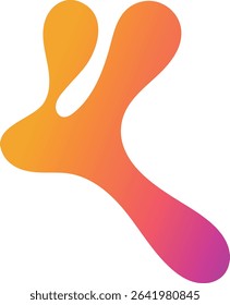 Bright psychedelic liquid shape with colorful gradient, curved amoeba shape. Vector wriggling bubble drop hand drawn.