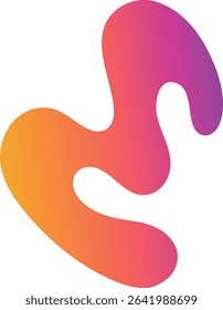 Bright psychedelic liquid shape with colorful gradient, curved amoeba shape. Vector wriggling bubble drop hand drawn.