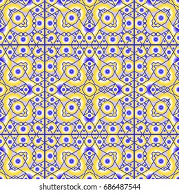 Bright, psychodelic seamless pattern. Mosaic decorative design template. Geometric abstract background.