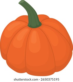 Bright pumpkin isolated on white background. Illustration of cute autumn vegetable for Halloween or Thanksgiving