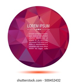 Bright purple abstract polygonal frame isolated on white. Trendy design element. Monochrome background.