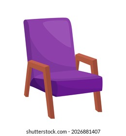 Bright purple armchair on white background, vector illustration