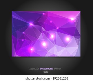 Bright purple background with triangles banner. Vector EPS 10 illustration.