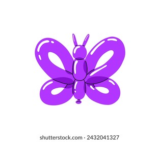 Bright purple balloon of butterfly. Bubble animal in a shape of butterfly. Vector cute illustration isolated on white background.