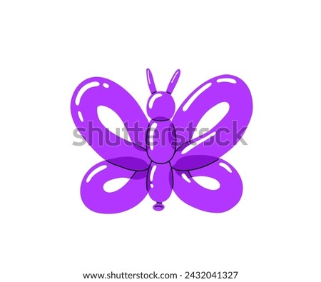 Bright purple balloon of butterfly. Bubble animal in a shape of butterfly. Vector cute illustration isolated on white background.
