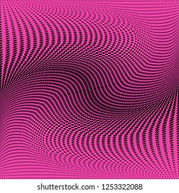 Bright purple black geometric half tone pattern. Soft dynamic lines. Abstract vector illustration with dots. Modern polka dots background. Halftone pop art backdrop 