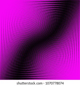 Bright purple black halftone pattern. Gradient polka dots background. Modern vector illustration. Abstract curves. Points backdrop. Dotted spotted pattern. Monochrome template for web design