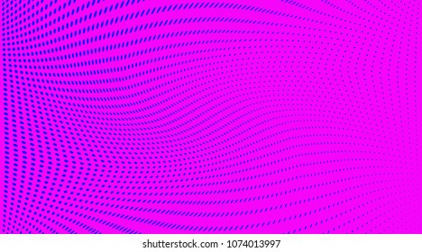 Bright purple blue halftone pattern. Gradient polka dots background. Modern vector illustration. Abstract curves. Points backdrop. Dotted spotted pattern. Monochrome template for web design