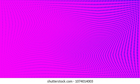 Bright purple blue halftone pattern. Gradient polka dots background. Modern vector illustration. Abstract curves. Points backdrop. Dotted spotted pattern. Monochrome template for web design