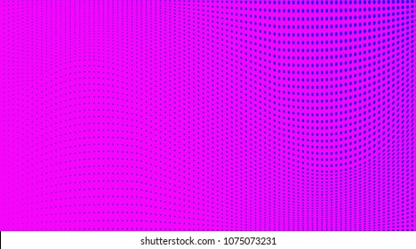 Bright purple blue halftone pattern. Gradient polka dots background. Modern vector illustration. Abstract curves. Points backdrop. Dotted spotted pattern. Monochrome template for web design