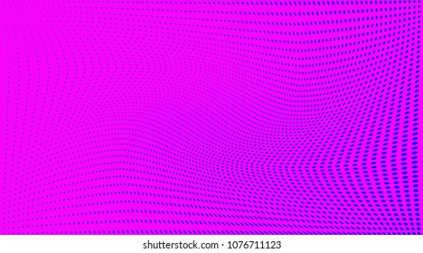 Bright purple blue halftone pattern. Gradient polka dots background. Modern vector illustration. Abstract curves. Points backdrop. Dotted spotted pattern. Monochrome template for web design