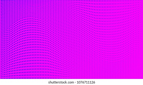 Bright purple blue halftone pattern. Gradient polka dots background. Modern vector illustration. Abstract curves. Points backdrop. Dotted spotted pattern. Monochrome template for web design