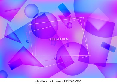 Bright purple and blue vibrant background with abstract geometric shapes composition. Modern wallpaper with gradient blobs for ui design, web, apps wallpaper, banner