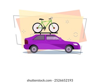 Bright purple car illustration. Auto, bicycle, transportation. Transport concept. Vector illustration can be used for topics like vehicles, transportation, trip