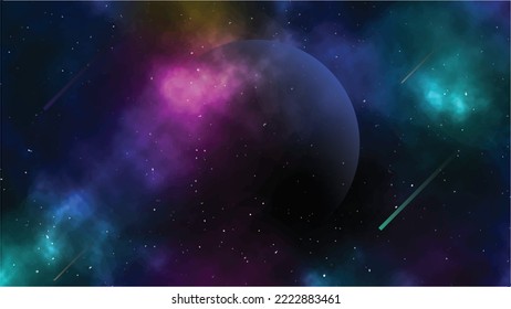 Bright purple cosmos.Magic stardust and shining stars.Colorful nebula and milky way.Realistic blue galaxy.Beautiful outer space.Vector cosmic illustration.Beautiful colorful space background.EPS10