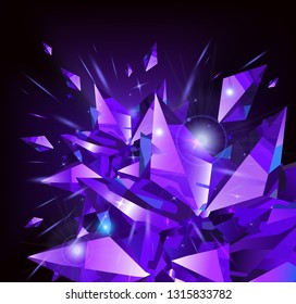 Bright purple crystal abstract background. Vector design.